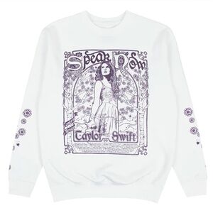 Taylor Swift Speak Now (Taylor's Version) White Tracklist Crewneck Sweatshirt Lg